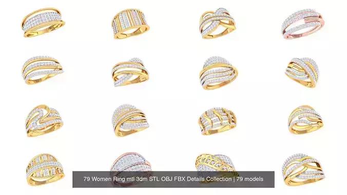 79 Women Ring mtl 3dm STL OBJ FBX Details Collection 3D Model Pack