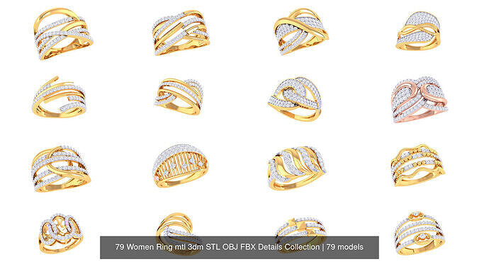 79 Women Ring mtl 3dm STL OBJ FBX Details Collection 3D Model Pack 3