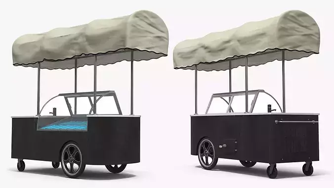 Mobile Ice Cream Display Cart Black 3D model