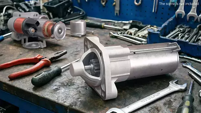Automotive Starter Motor with Solenoid 3D model