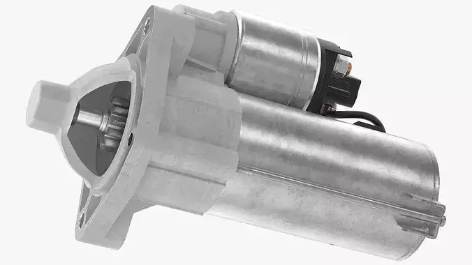 Automotive Starter Motor with Solenoid 3D model 2