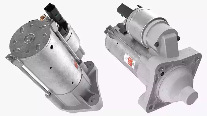Automotive Starter Motor with Solenoid 3D model 3