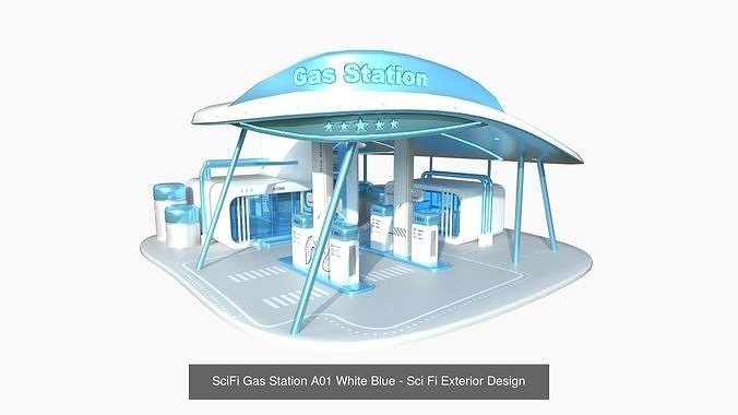 10 Sci Fi Buildings Collection A - White Blue - Exterior Design 3D Model Pack 3