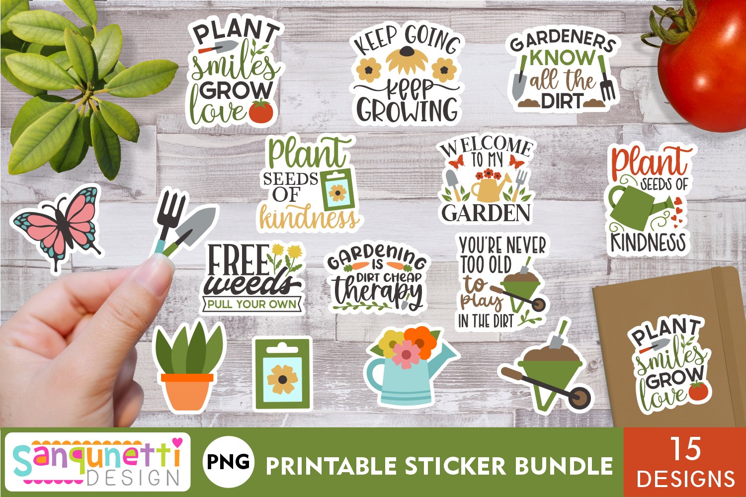 Gardening PNG Sticker Bundle | Plant quotes printable