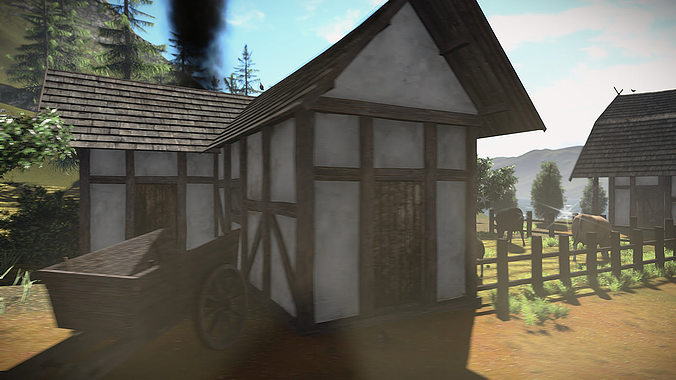 15 Medieval Buildings and 12 Props for Games Low-poly 3D model 3