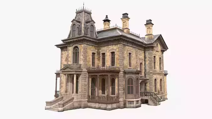 Abandoned Victorian House Low-poly 3D model