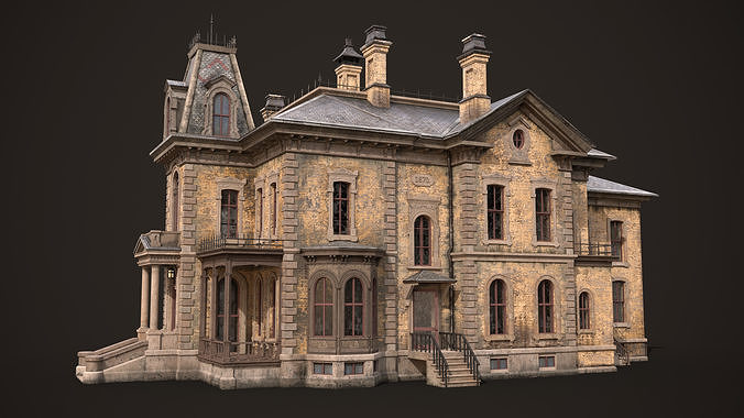 Abandoned Victorian House Low-poly 3D model 3