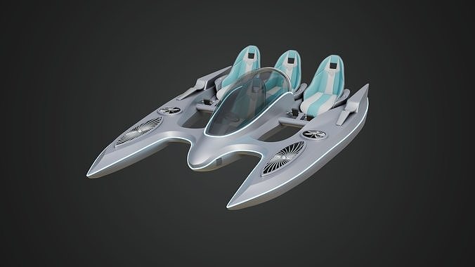 Aerodynamic Multi-Person Pedal Boat 3D model 2