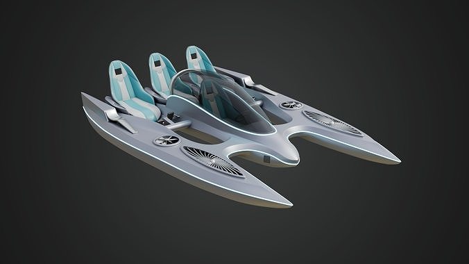 Aerodynamic Multi-Person Pedal Boat 3D model 3