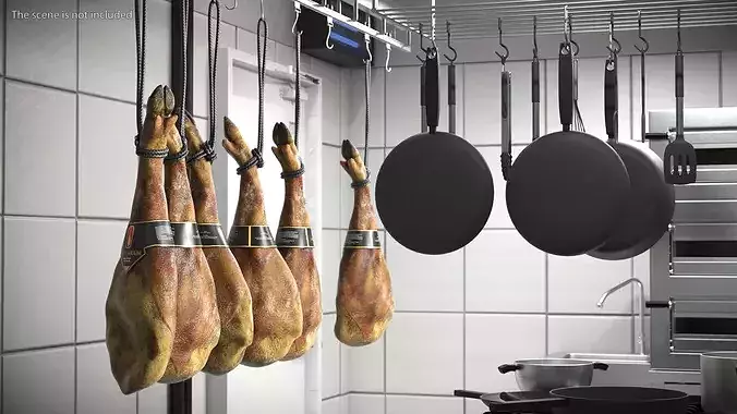 Jamonarium Curing Ham Legs Metal Rail 3D model 3