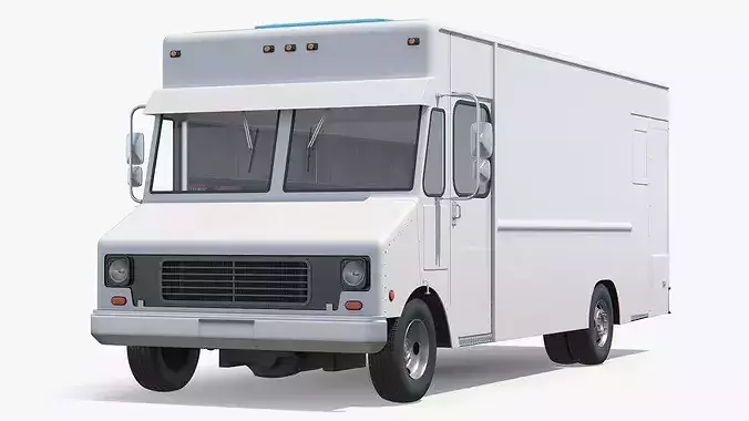 Urban Service Food Van White Simplified 3D model