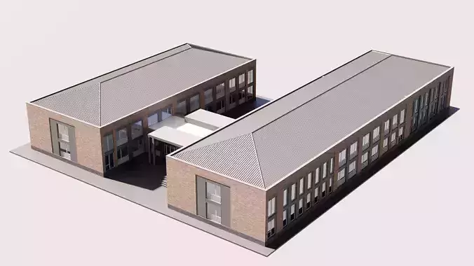 school Low-poly 3D model