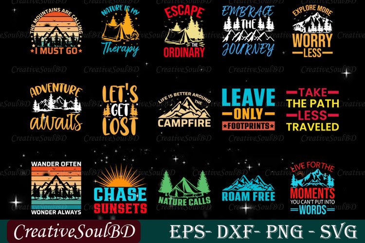 Outdoor SVG Bundle Cut File, Adventure Svg, Camping Svg,