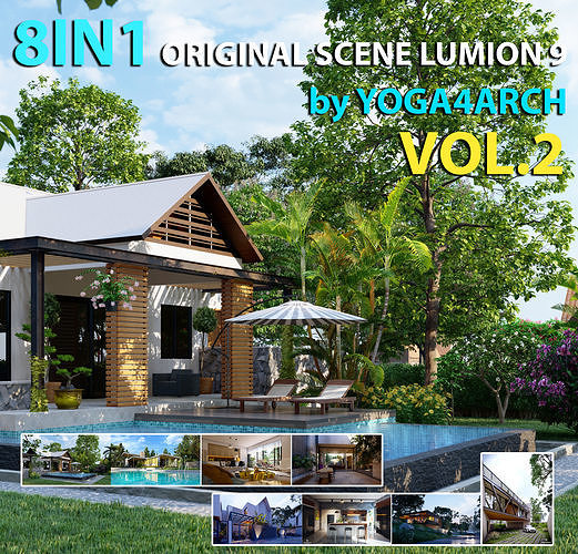 16 PREMIUM SCENE LUMION 9 AND ABOVE  BY YOGA4ARCH  PSD included  3D model 2