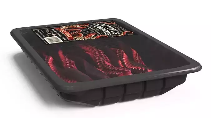 Octopus Tentacles Raw in Plastic Tray 3D model 3