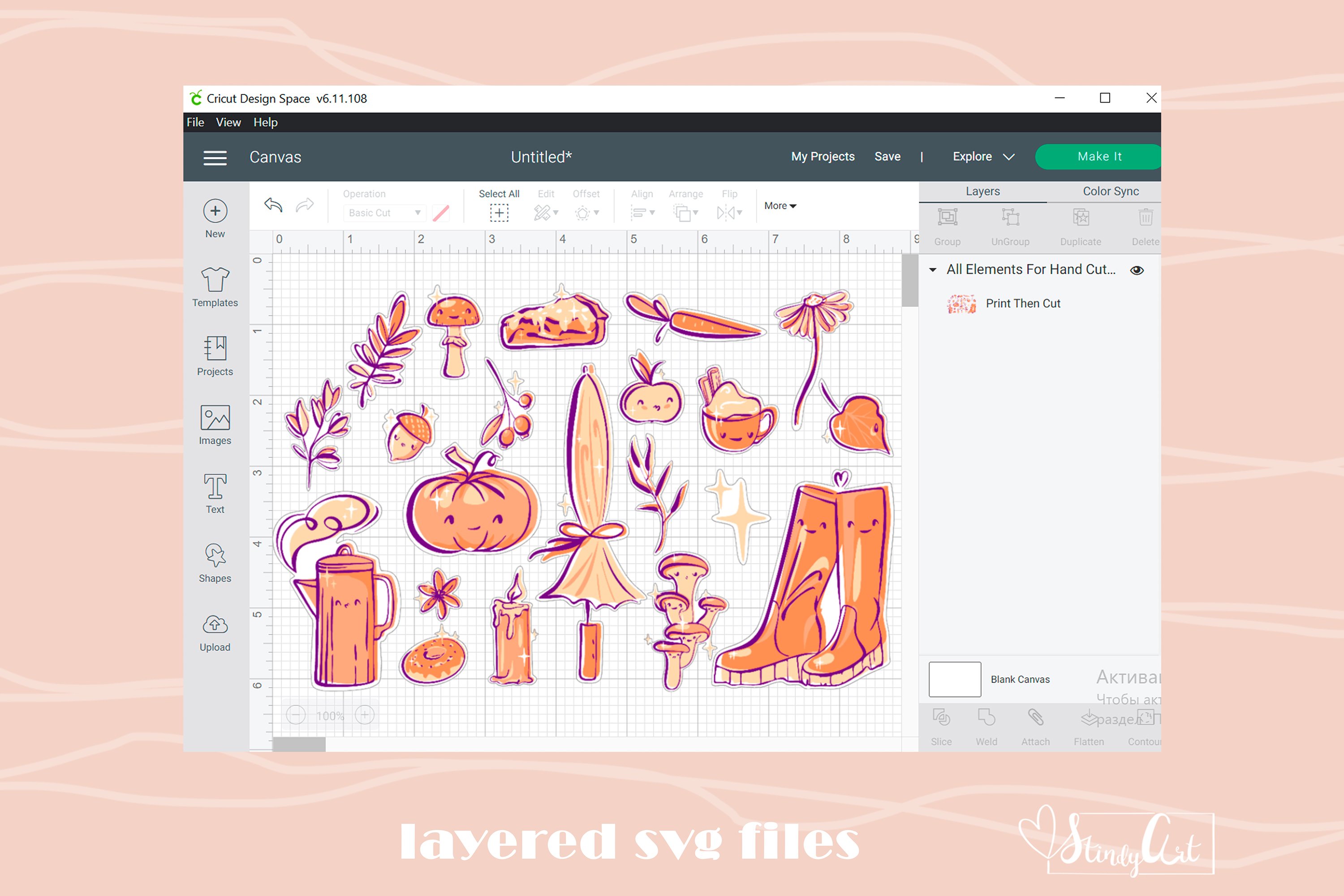 Fall Printable Sticker bundle - 21 png for print and cut 3