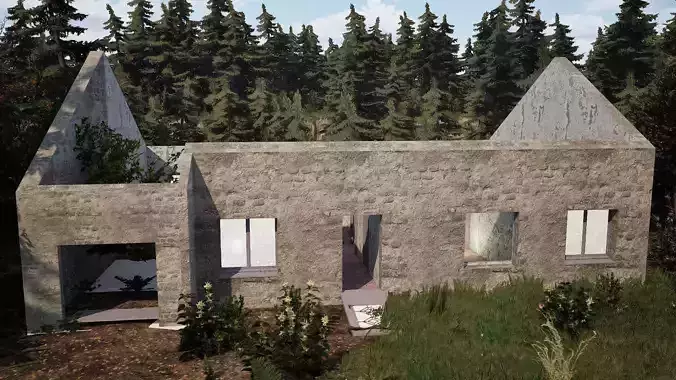 Abandoned Modular House 6 Interior Variants Realistic Low-poly 3D model
