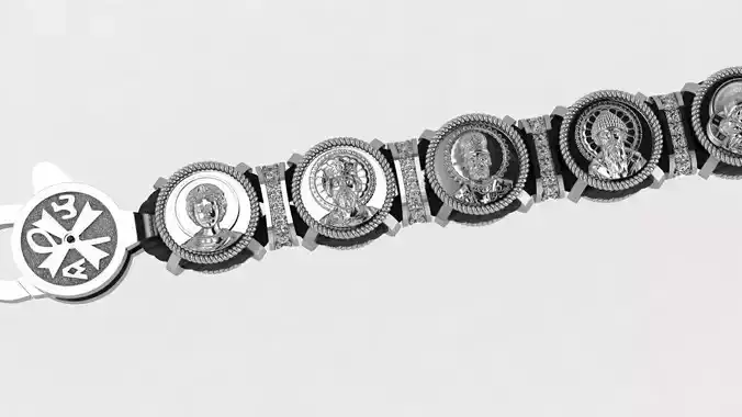 Complex bracelet model with saints and diamonds 3D print model 2