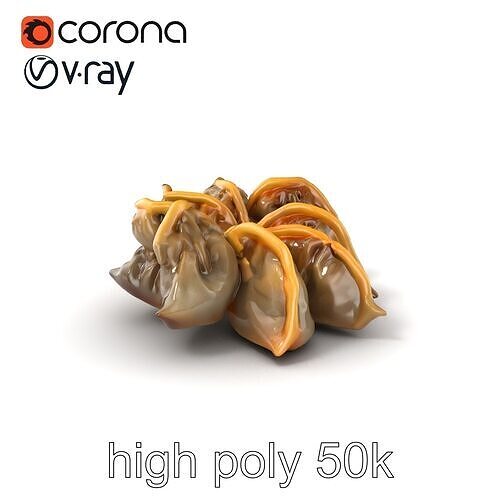 Korean Dumplings Plate Realistic Texture Model Pack Low-poly 3D model 3