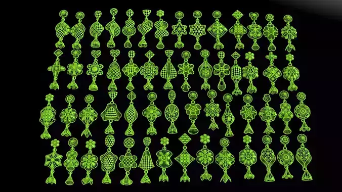 50 earring jewelry earrings pendant left right 3D print model