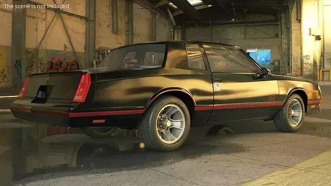 Vintage Chevrolet Monte Carlo SS Coupe Black 3D model 3