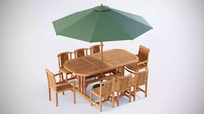Deluxe table with Club and Jepara Stacking chairs 3D model 3D model