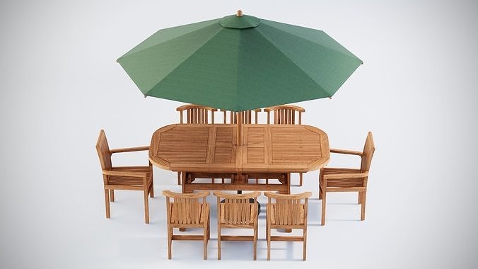 Deluxe table with Club and Jepara Stacking chairs 3D model 3D model 2
