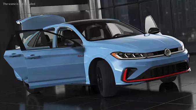 2026 Volkswagen Jetta GLI Sedan Monterey Blue Pearl 3D model 2