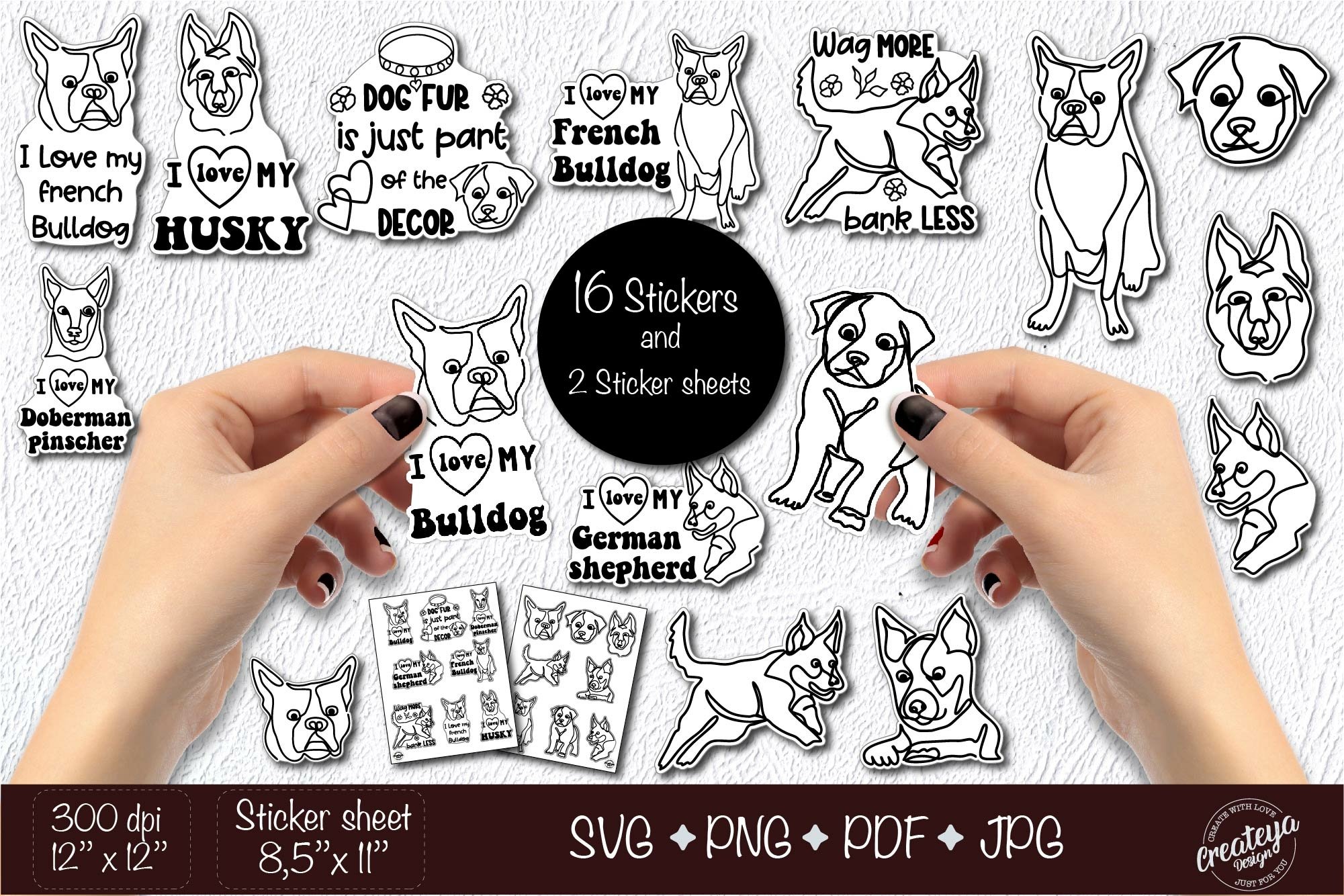 Dog sticker, Dog head stickers, Planner sticker dog, SVG