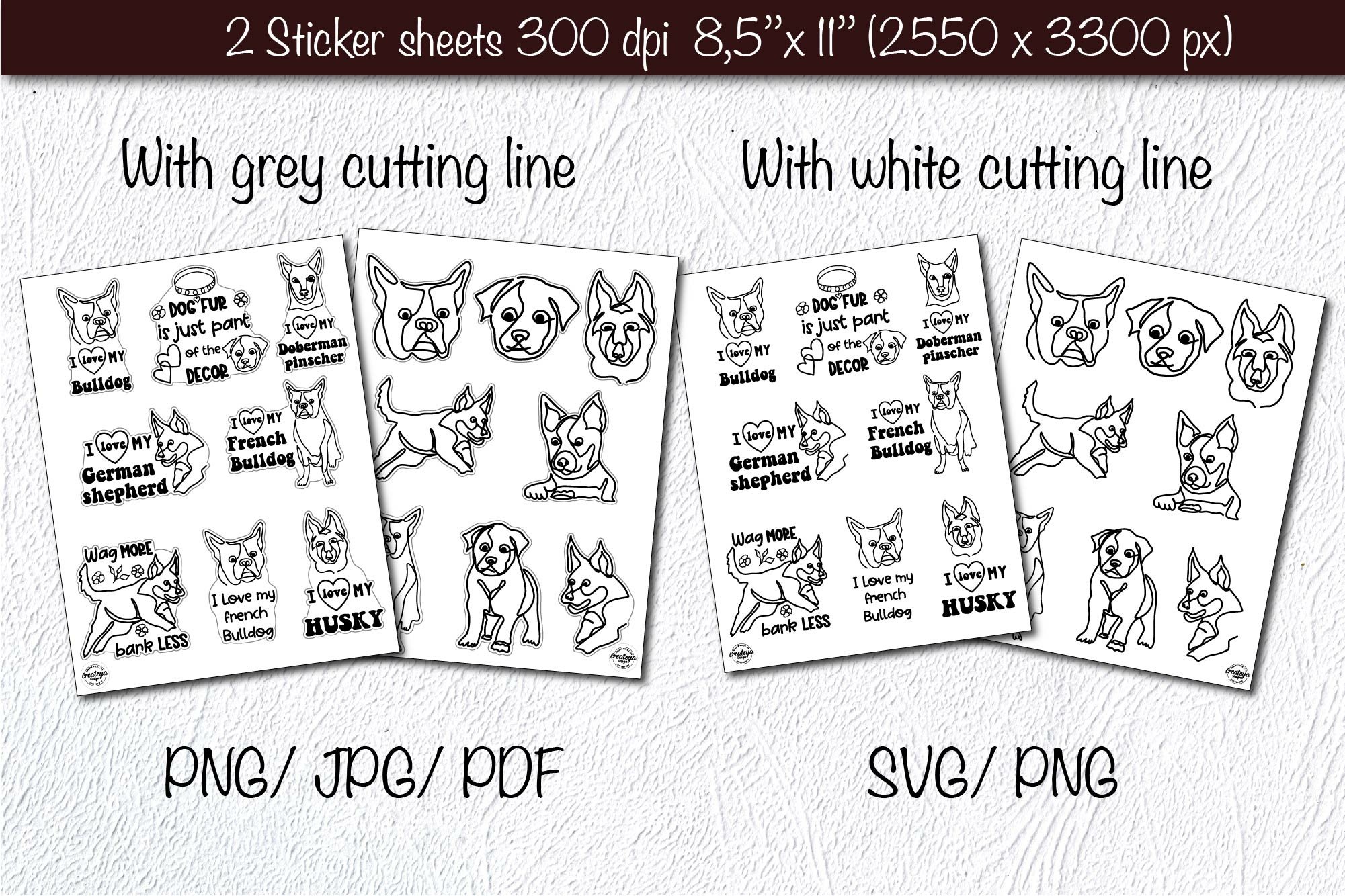 Dog sticker, Dog head stickers, Planner sticker dog, SVG 2