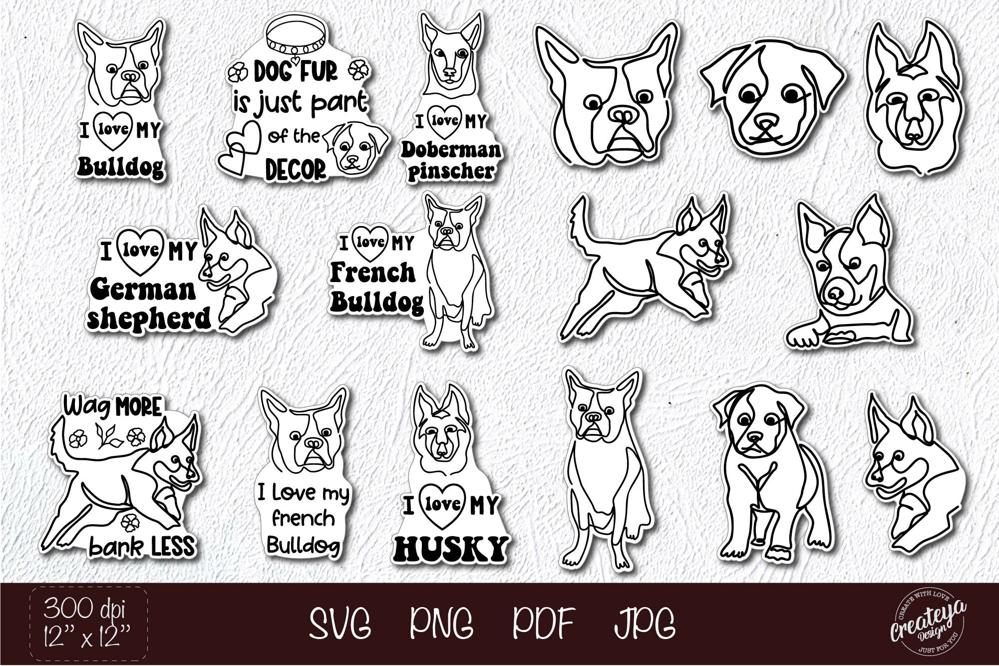 Dog sticker, Dog head stickers, Planner sticker dog, SVG 3