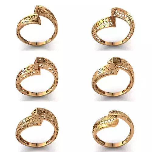 50 Files - Women Rings Modern Double Head Jewelry Women Ring  3D Model Pack
