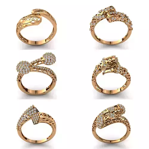 50 Files - Women Rings Modern Double Head Jewelry Women Ring  3D Model Pack 2