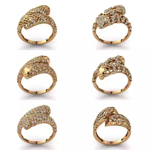 50 Files - Women Rings Modern Double Head Jewelry Women Ring  3D Model Pack 3