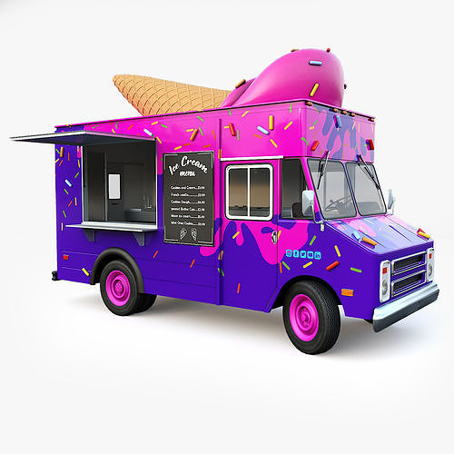 Step Van Ice Cream Low-poly 3D model 2