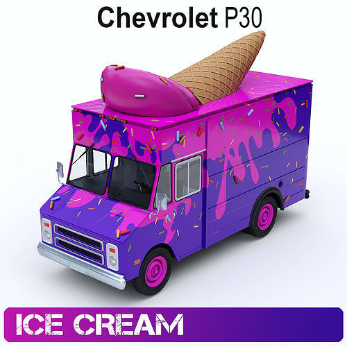Step Van Ice Cream Low-poly 3D model 3
