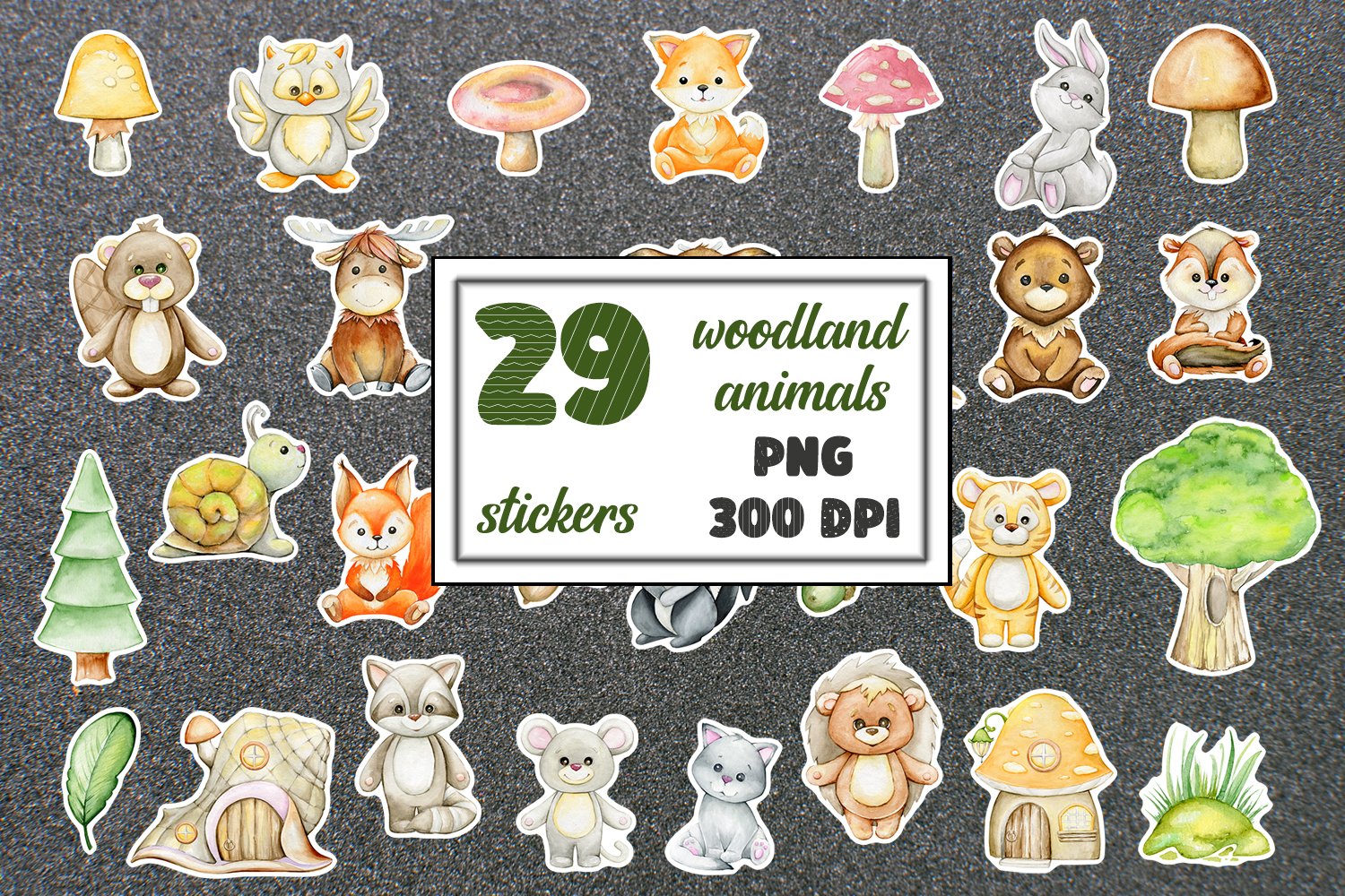 Stickers Woodland animals , forest animals Printable PNG