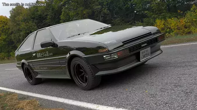 Black Toyota AE86 Trueno 3D model 2