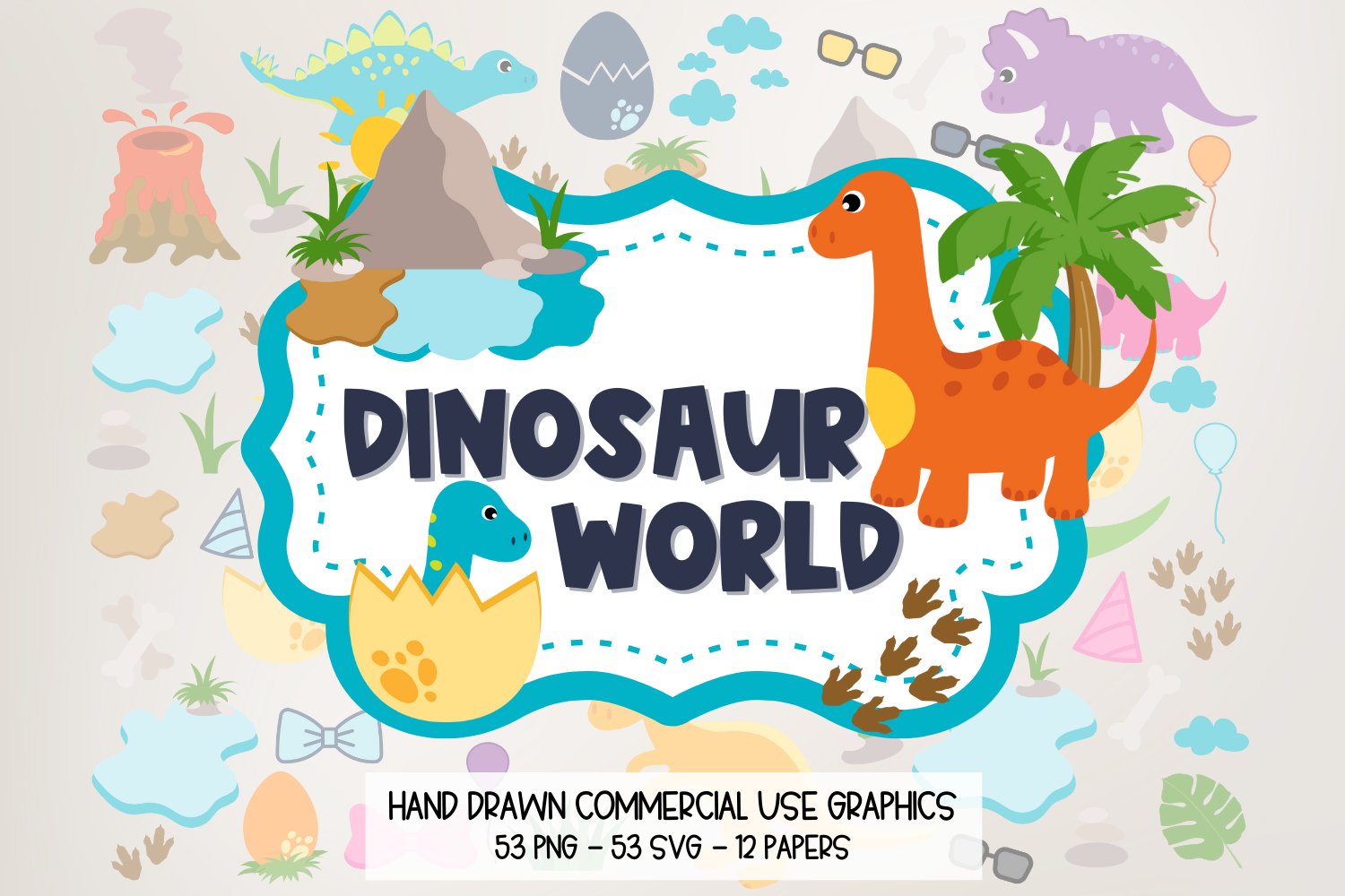 Dinosaur SVG Bundle, Dinosaur Clipart, Dino PNG Bundle