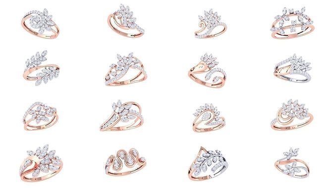 60 Leaf Flower Ring 3dm STL OBJ FBX Renders Details Collection 3D Model Pack 2
