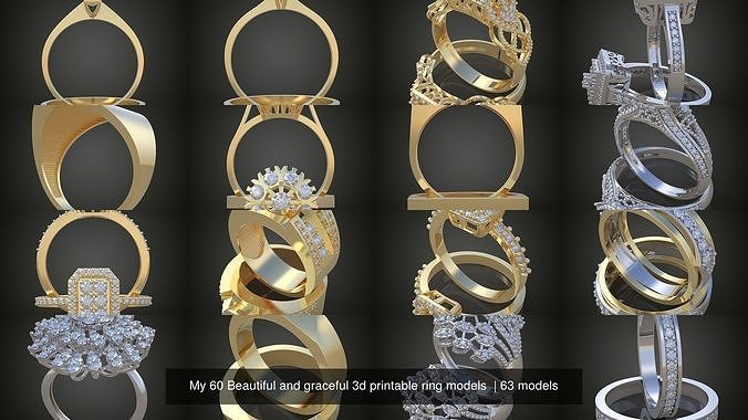 9My 60 Beautiful and graceful 3d printable ring models  3D Model Pack 3