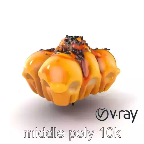 Takoyaki Deluxe Plate Model Pack Low-poly 3D model