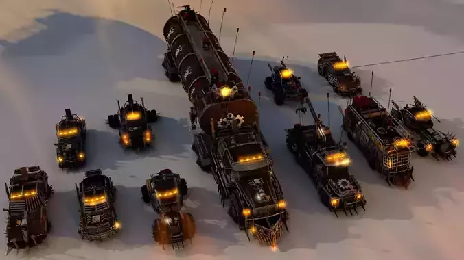 Apocalyptic Car Modular Pack Low-poly 3D model 2