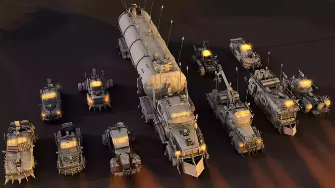 Apocalyptic Car Modular Pack Low-poly 3D model 3