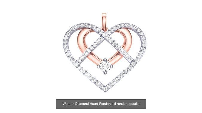 22  Heart Love Diamond Pendant Necklace 3d models renders 3D Model Pack 2