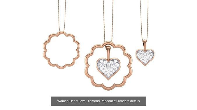 22  Heart Love Diamond Pendant Necklace 3d models renders 3D Model Pack 3