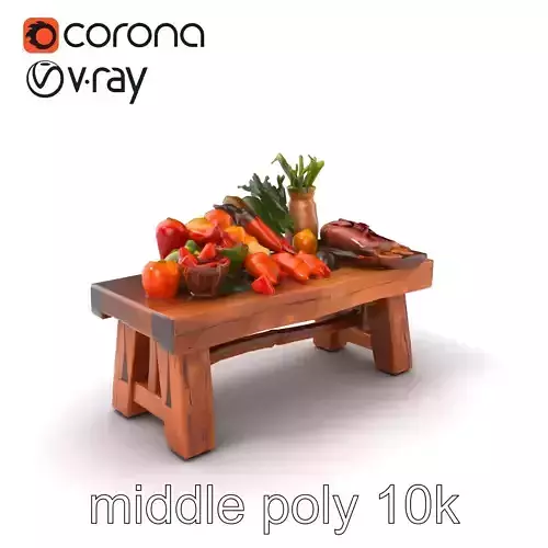 Authentic Agricultural Vendor Bench Rustic model pack Low-poly 3D model