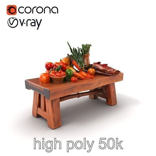 Authentic Agricultural Vendor Bench Rustic model pack Low-poly 3D model 2