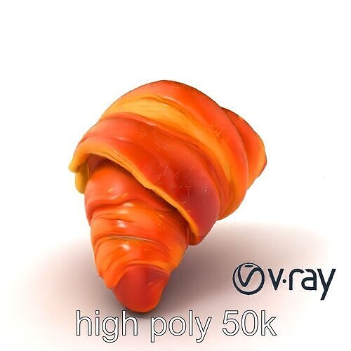 Apricot Croissant Realistic 3D Bakery Model Pack Low-poly 3D model 2