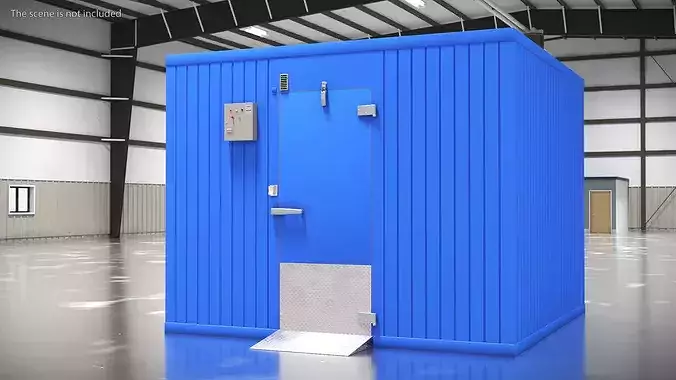 Modular Cold Warehouse With Racks Blue 3D model